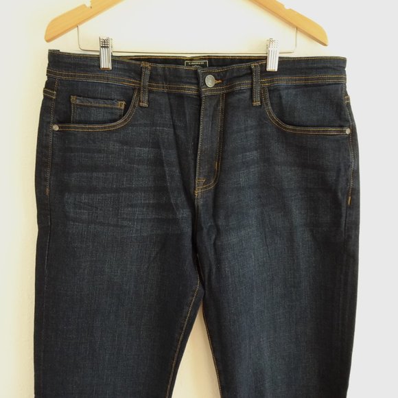 GH Bass Men's Jeans Size 36x34 Blue Denim Straight Fit 5 Pocket Stretch - Picture 2 of 7